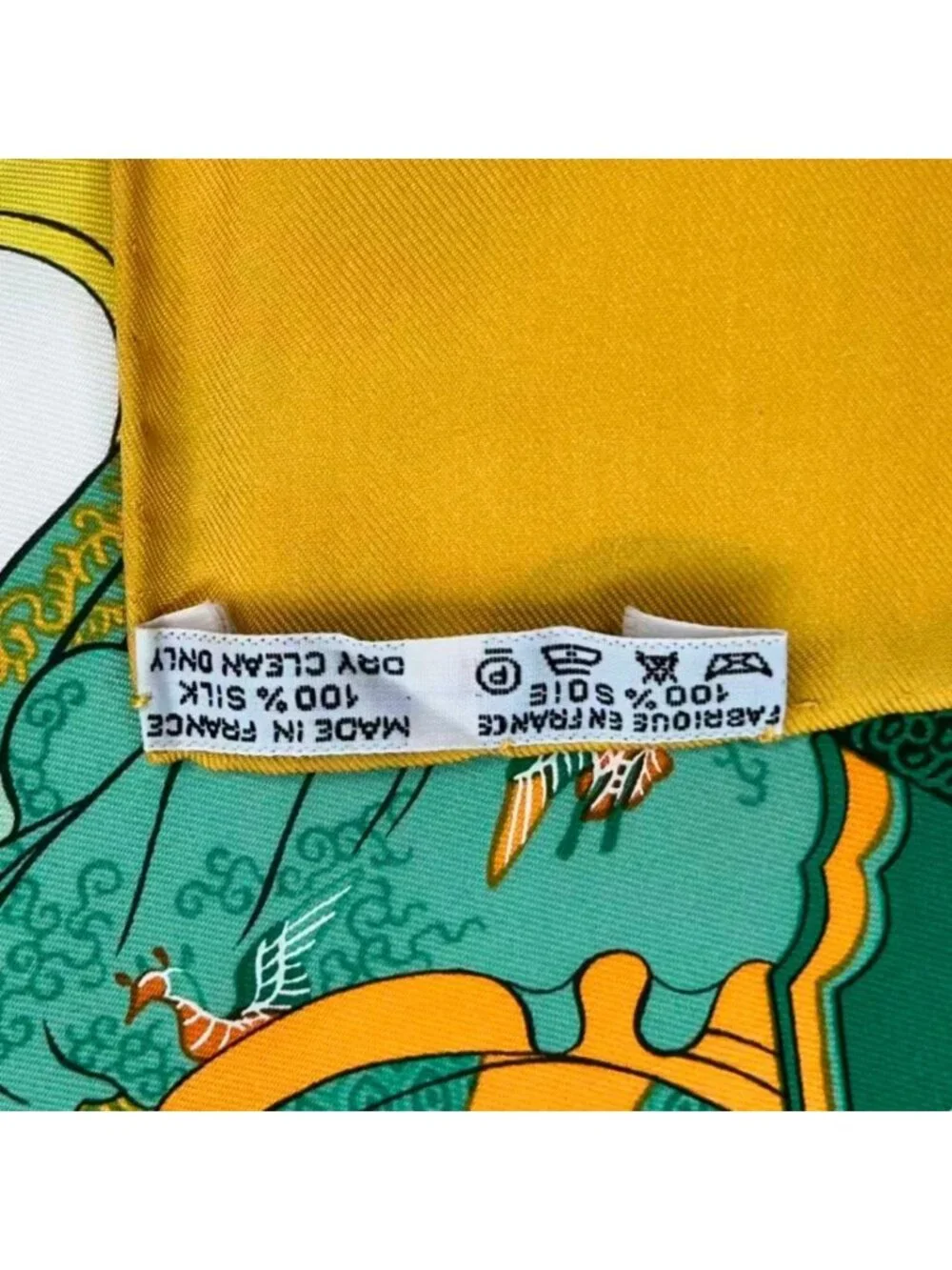 Hermes Carre 90 Nikko Toshogu Silk Scarf Yellow